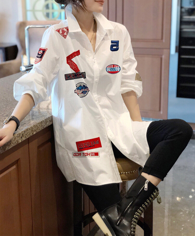 韩国中长款衬衫女薄款上衣宽松洋气衬衣欧货早秋装2022年新欧洲站