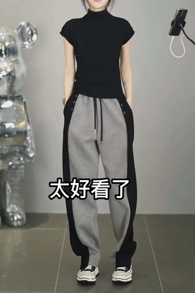 韩国梨形身材潮搭高腰显瘦修容休闲裤女大码微胖宽松阔腿裤直筒裤,女装/女士精品,大码裤装,淘宝优惠券,粉丝福利购,淘宝优惠卷