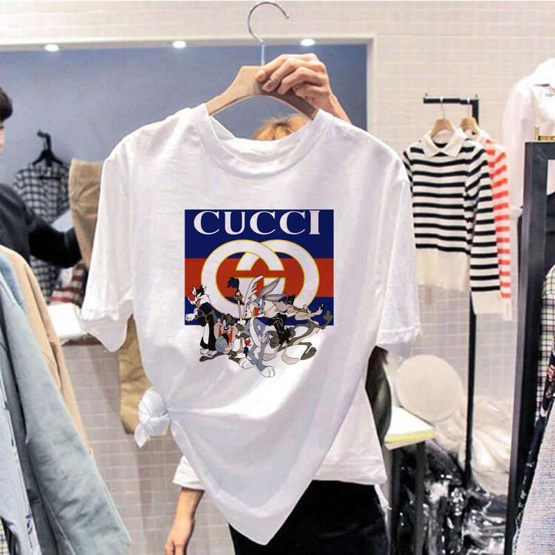 韩国2022夏装新款纯棉短袖T恤女宽松半袖上衣韩版卡通印花打底衫