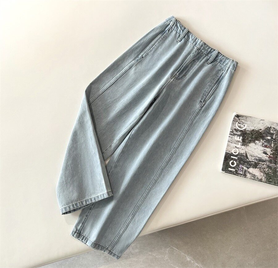 禾家土壤牛仔 高端女装全棉解构弯刀裤弹力直筒九分JEANS牛仔裤女