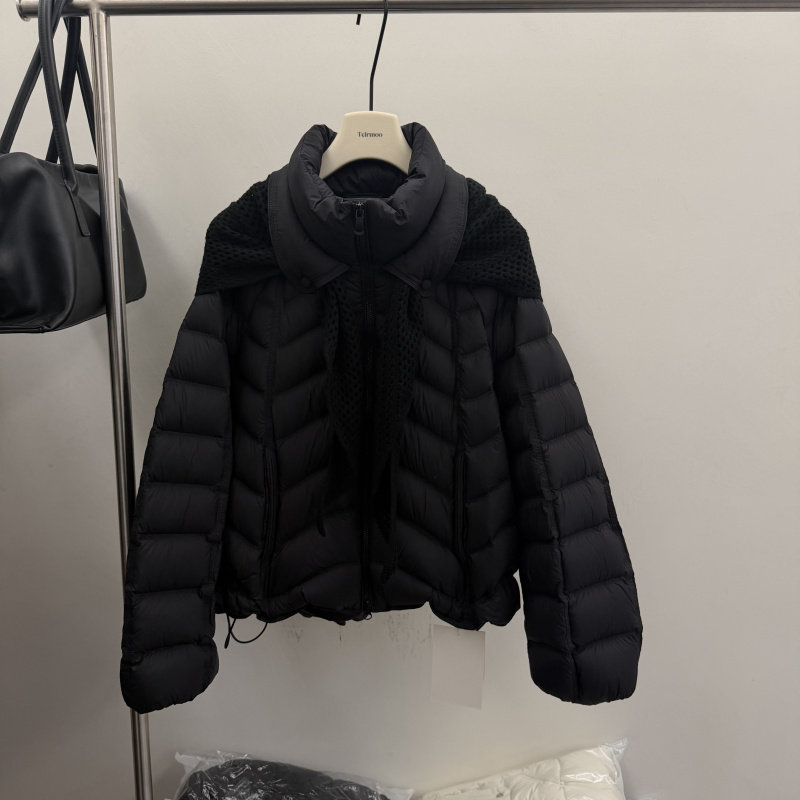 欧货正品小个子短款90白鸭绒羽绒服女针织披肩拼接保暖显瘦厚外套