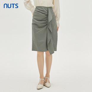 气质设计感色织千鸟格高腰显瘦半身裙333061162 时尚 NUTS秋季 新款