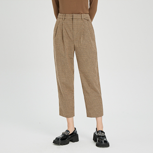 2022冬季 裤 新款 锥形直筒西装 女 小众时尚 oldcolour复古格纹休闲裤
