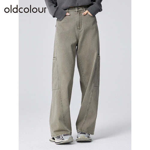 oldcolour欧珂春秋季美式复古做旧休闲宽松工装直筒水洗牛仔长裤