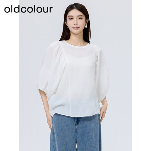 oldcolour欧珂夏通勤宽松休闲轻薄简约纯色短袖套头衫女