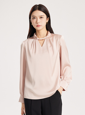 oldcolour春新款法式高级设计感缎面气质长袖衬衫女Q120113A1-499