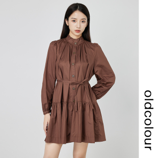 裙O31103172B 小众显瘦衬衫 599 连衣裙秋季 oldcolour复古收腰长袖