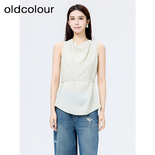 oldcolour欧珂夏纯色简约通勤休闲百搭时尚无袖套头衫女