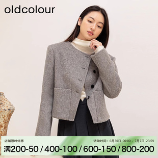 oldcolour冬季复古气质双面短款毛呢大衣外套女BQ411503A1-1899
