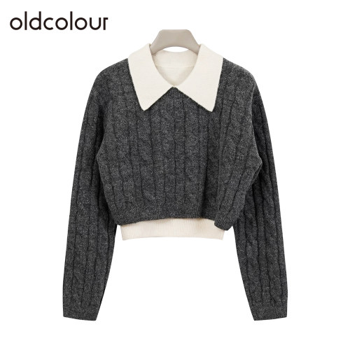 oldcolour欧珂秋冬时尚休闲百搭毛织套装(外件+内件女)Q190505A1
