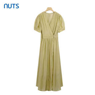 气质收腰显瘦A字中长裙323101356 连衣裙女夏季 NUTS法式 V领短袖
