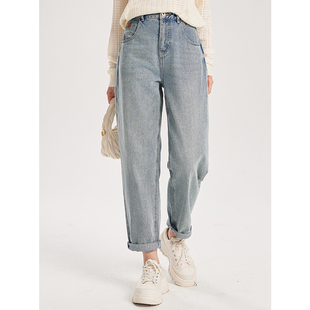 oldcolour春季时尚百搭遮肉显瘦阔腿水洗牛仔长裤女Q141102A1-699