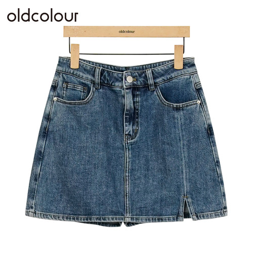 oldcolour欧珂夏季阔腿休闲通勤日常百搭水洗牛仔短裤女Q251101A1
