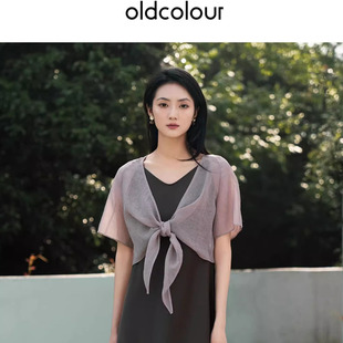 oldcolour夏季优雅气质设计感吊带连衣裙两件套女Q221016A1-999