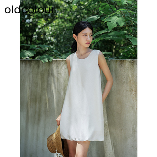 oldcolour夏季设计感小众简约气质宽松无袖连衣裙女Q251001A1-859