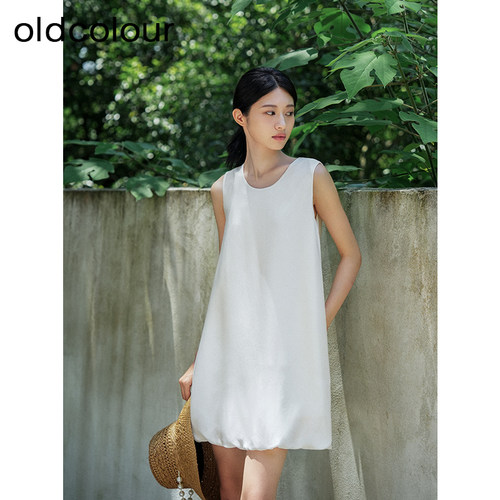 oldcolour夏季设计感小众简约气质宽松无袖连衣裙女Q251001A1-859