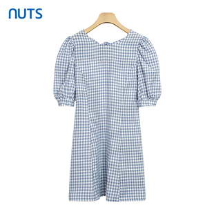 格子连衣裙女221101272 NUTS夏季 宽松泡泡袖 时尚 499 新款