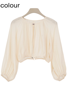 oldcolour夏季新款简约薄款宽松长袖罩衫短外套女Q220402A1-559