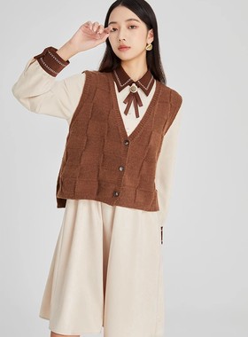 oldcolour欧珂冬季时尚马夹两件套连衣裙女GN41103955-1099