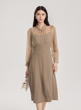 oldcolour春季新品时尚通勤气质显瘦长袖连衣裙女Q131014A1-899