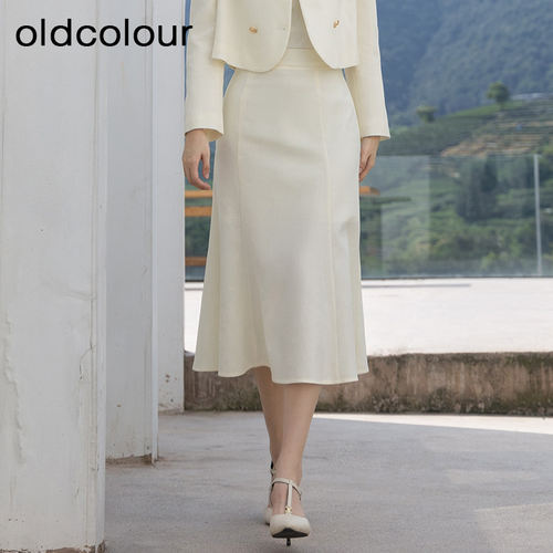 oldcolour秋季新款时尚气质通勤风a字显瘦半身长裙女BQ350605A1