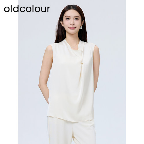 oldcolour欧珂夏季纯色简约休闲宽松百搭无袖套头衫女