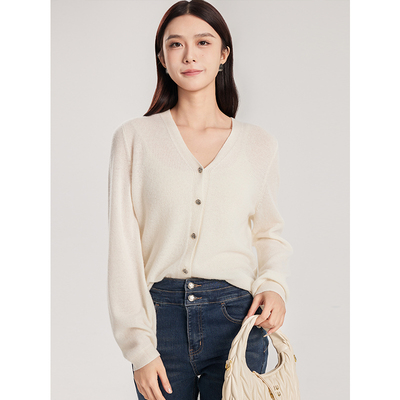 oldcolour春新品法式V领时尚通勤软糯毛织短外套女Q120514A1-699