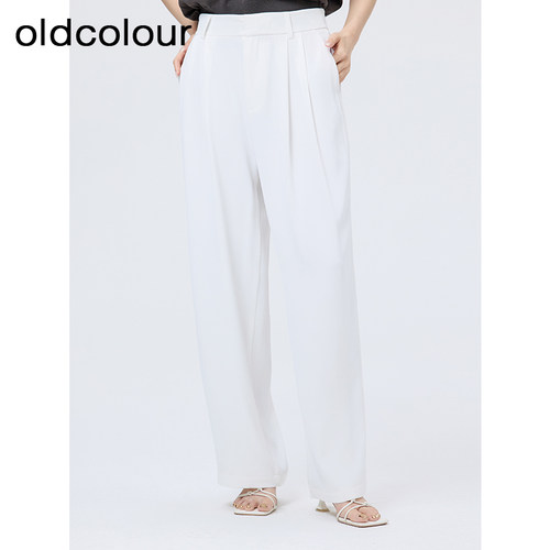 oldcolour欧珂夏季新款时尚宽松通勤简约纯色直筒长裤女
