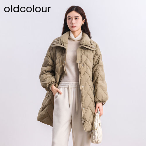 oldcolour冬季新品纯色立领时尚保暖中长款羽绒服女BQ490905A1