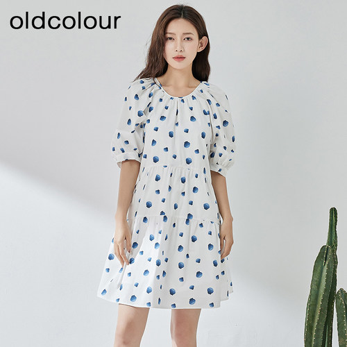 oldcolour欧珂夏季时尚休闲宽松简约日常短袖连衣裙女Q24101175B