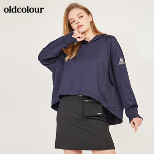 oldcolour欧珂春季新款宽松前短后长连帽卫衣T恤女N12023237-699