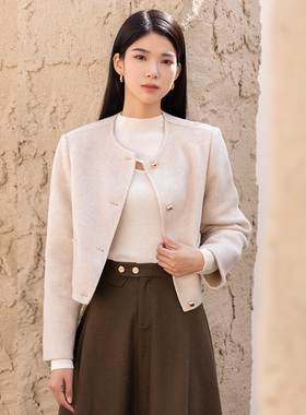 NUTS冬季新款时尚气质小香风直筒手工呢料短外套女4421501A1-1599