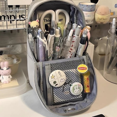 站立式折叠式笔袋创意大容量多功能学生小众桌面整理文具收纳盒