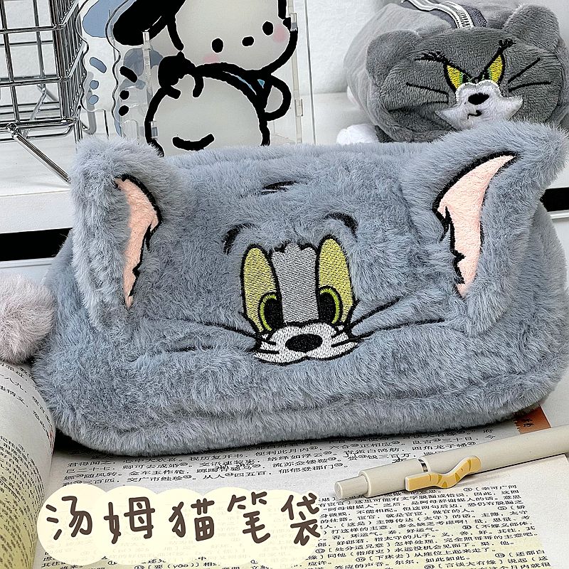 汤姆猫笔袋卡通大容量立体收纳袋学生初高中桌面沙雕文具铅笔盒