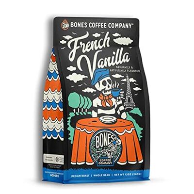Bones Coffee Company French Vanilla Ground Coffee Beans，