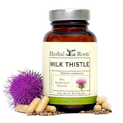 Herbal Roots Milk Thistle Capsules | Extra Strength 80% S