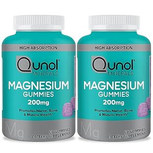 Qunol Magnesium Gummies for Adults, Qunol 200mg Magnesium