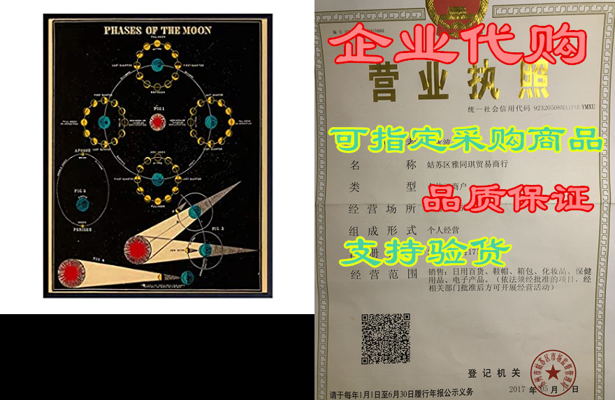 astronomy moon phases wall art print - 8x10 vintage lunar