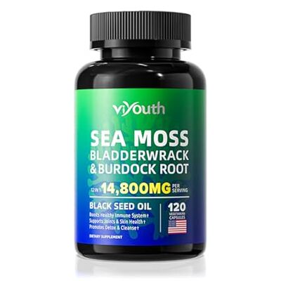 Sea Moss Capsules - Irish Seamoss 9000mg， Black Seed Oil