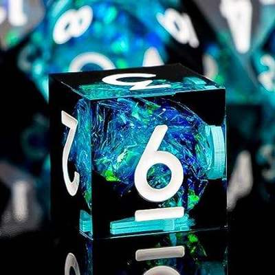 ARUOHHA Blue DND Resin Dice Set Translucent Sharp Edge Di