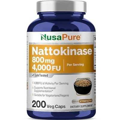 NusaPure Nattokinase 4000 FU 200 Veggie Capsules (Non-GMO