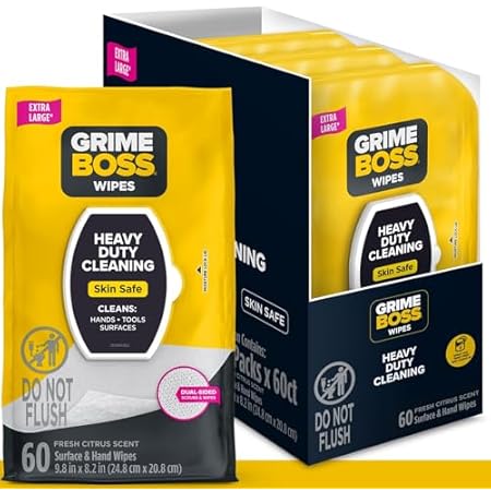 Grime Boss Heavy Duty Surface and Hand Wipes (4x60ct) | W