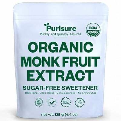 Organic Monk Fruit Sweetener， 125g (4.41oz) 400 Servings，