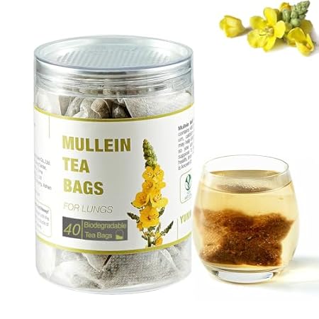 40 Bags Dried Mullein Leaf Tea for Lungs - Lung Detox Cle