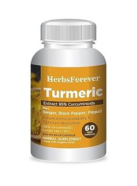 Turmeric Plus Capsules – 95% curcuminoids with Ginger， Bl