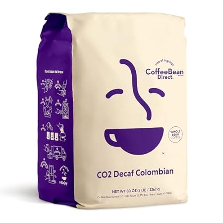 Coffee Bean Direct CO2 Decaf Colombian， Whole Bean Coffee