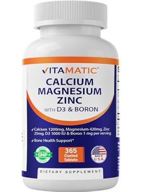 Vitamatic Calcium Magnesium Zinc D3 Boron | 365 Coated Ta