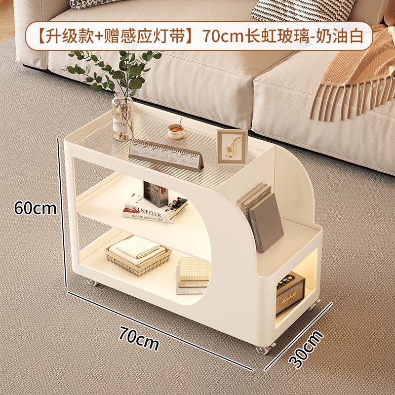 新款新款可移动沙发边几铁艺边柜置F物架小茶几储物小桌子高级茶