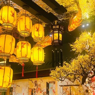 优选中国风羊皮灯笼挂饰户外防水广告定制印字阳台梅X兰竹菊吊灯