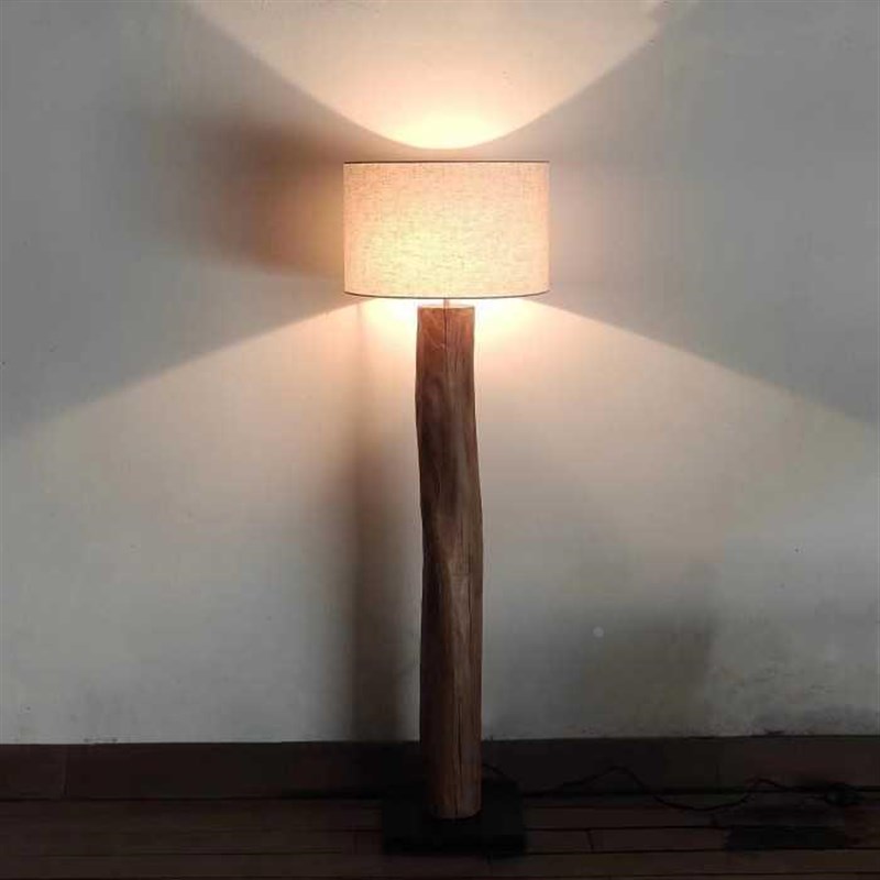 新款实木落地灯中式复古乡村民宿北D欧创意沙发灯原木树枝落地灯